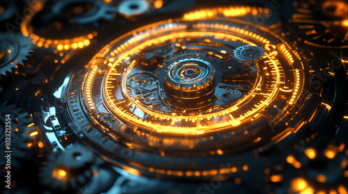 Wallpaper Mural clock gear background and abstract . 3d, rendering, illustration Torontodigital.ca