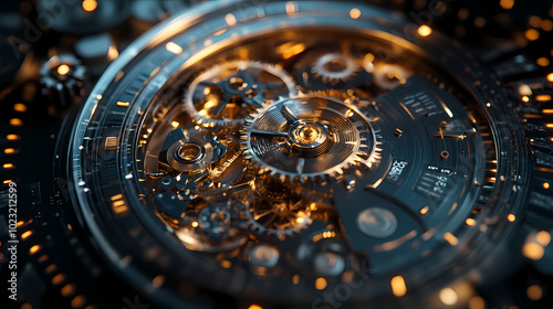 Wallpaper Mural clock gear background and abstract . 3d, rendering, illustration Torontodigital.ca