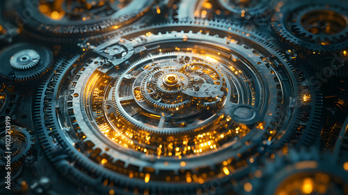 Wallpaper Mural clock gear background and abstract . 3d, rendering, illustration Torontodigital.ca