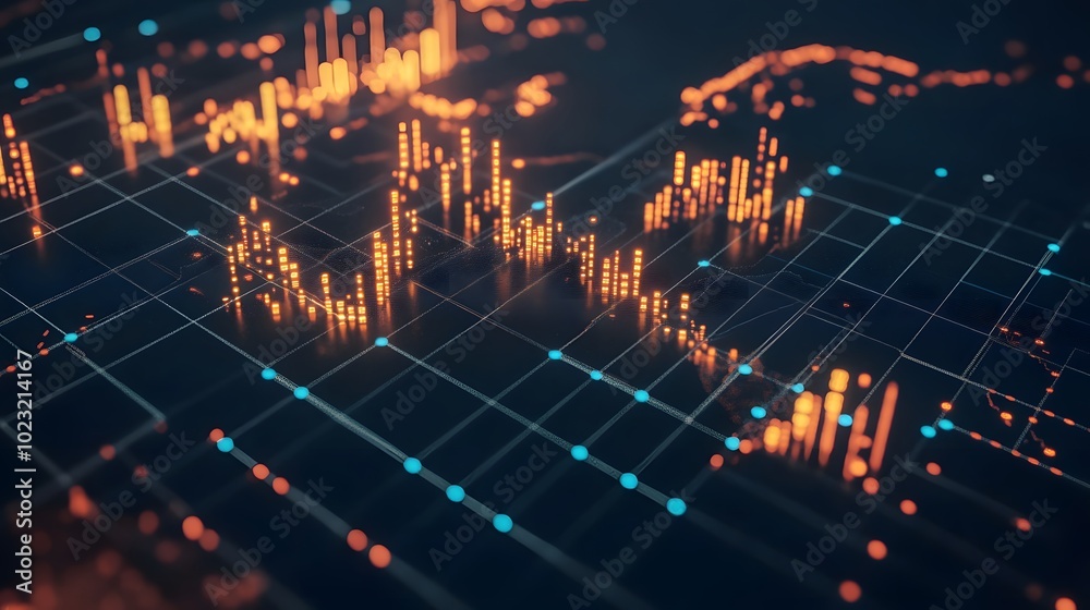 Global financial centers connected by stock market graphs on a world map Global financial centers connected by stock market graphs on a world map