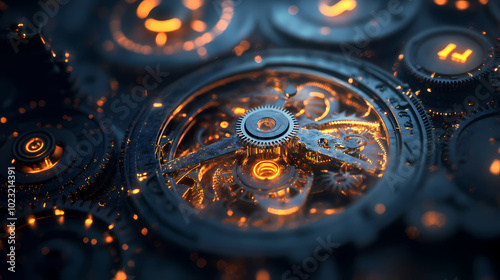 Wallpaper Mural clock gear background and abstract . 3d, rendering, illustration Torontodigital.ca