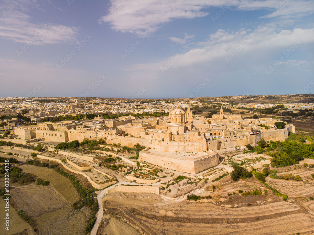 Obraz premium aerial view of Mdina Malta fortified and medieval city Malta island