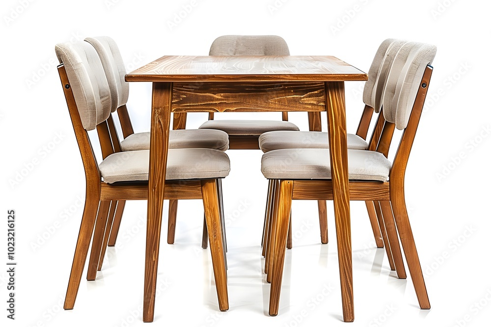 Elegant Wooden Dining Table Set with Upholstered Chairs Elegant Wooden Dining Table Set with Upholstered Chairs