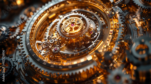 Wallpaper Mural clock gear background and abstract . 3d, rendering, illustration Torontodigital.ca