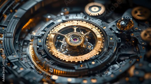 Wallpaper Mural clock gear background and abstract . 3d, rendering, illustration Torontodigital.ca