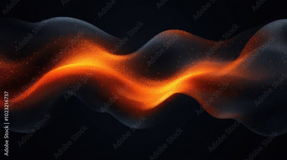 Abstract wave pattern with glowing orange and gray hues on a dark background. Abstract wave pattern with glowing orange and gray hues on a dark background.