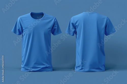 Blue blank t shirt mockup template design display. photo