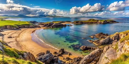 Beautiful rocky coastline at Ballinravey Strand in Donegal, Ireland, Ballinravey Strand, Ardara, Portnoo, Donegal, Ireland photo