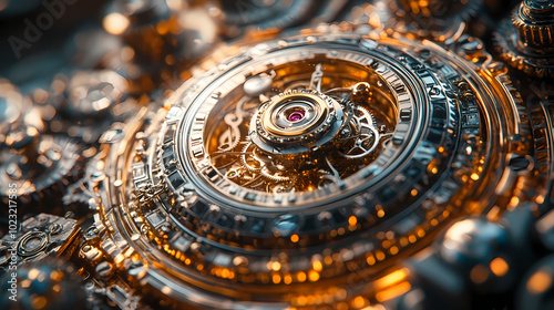 Wallpaper Mural clock gear background and abstract . 3d, rendering, illustration Torontodigital.ca