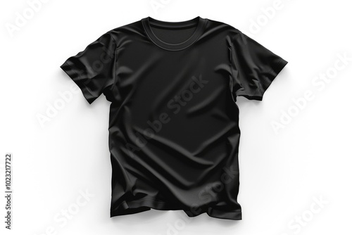 Black t shirt clothes on isolated white background.