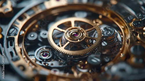 Wallpaper Mural clock gear background and abstract . 3d, rendering, illustration Torontodigital.ca