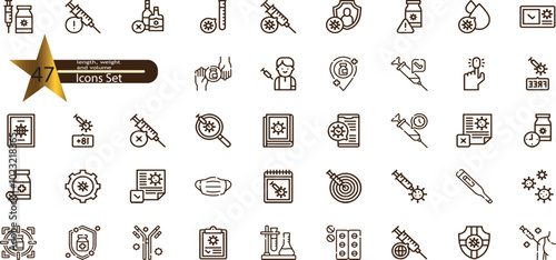 Icons set vaccine. Science and medicine concept.