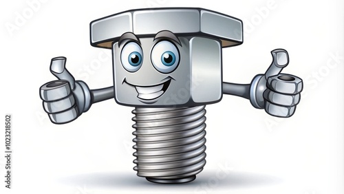 A cartoon bolt with a smiling face and outstretched arms giving a thumbs up on both hands. photo