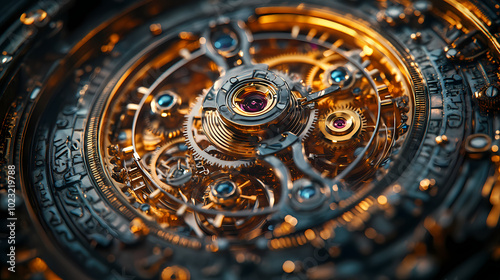 Wallpaper Mural clock gear background and abstract . 3d, rendering, illustration Torontodigital.ca