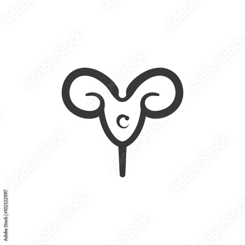 Stylized Outline of Ram Horns with Letter C in Center