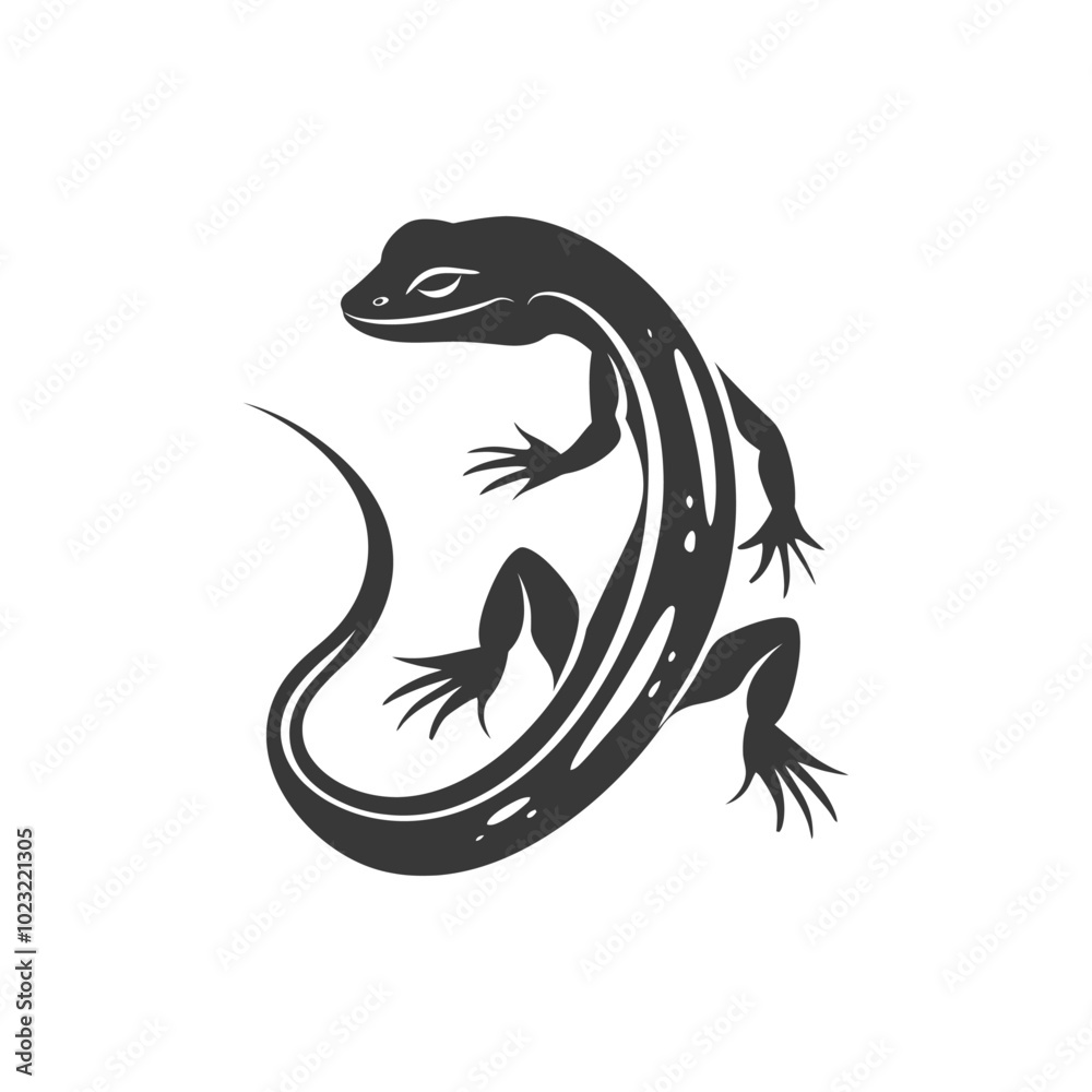 Stylized Silhouette of a Lizard with a Curved Tail Stylized Silhouette of a Lizard with a Curved Tail