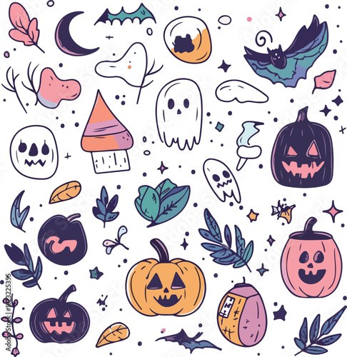 Cute Halloween Doodle Set