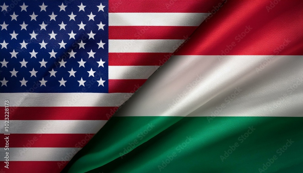 アメリカの国旗とハンガリーの国旗(America flag & Hungary flag.)
