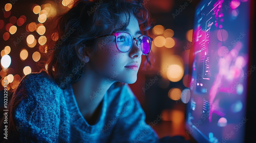 A young person with disabilities using adaptive software to communicate with a friend online A young person with disabilities using adaptive software to communicate with a friend online