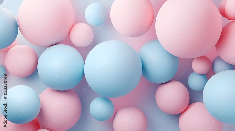 Geometric composition featuring pastel blue and pink backgrounds with floating spheres of various sizes in a minimalist design, showcasing a clean aesthetic through soft shadows and abstract concepts. Geometric composition featuring pastel blue and pink backgrounds with floating spheres of various sizes in a minimalist design, showcasing a clean aesthetic through soft shadows and abstract concepts.