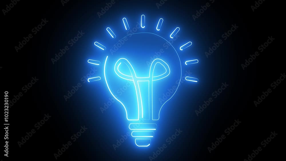 blue color light bulb Electricity icon isolated on black background. motion graphic animation. blue color light bulb Electricity icon isolated on black background. motion graphic animation.