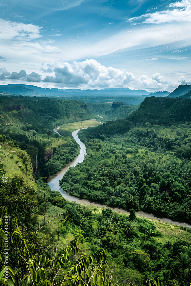 Majestic Overlook of Glittering River Winding Through Dense Forests of Ixiamas, Bolivia