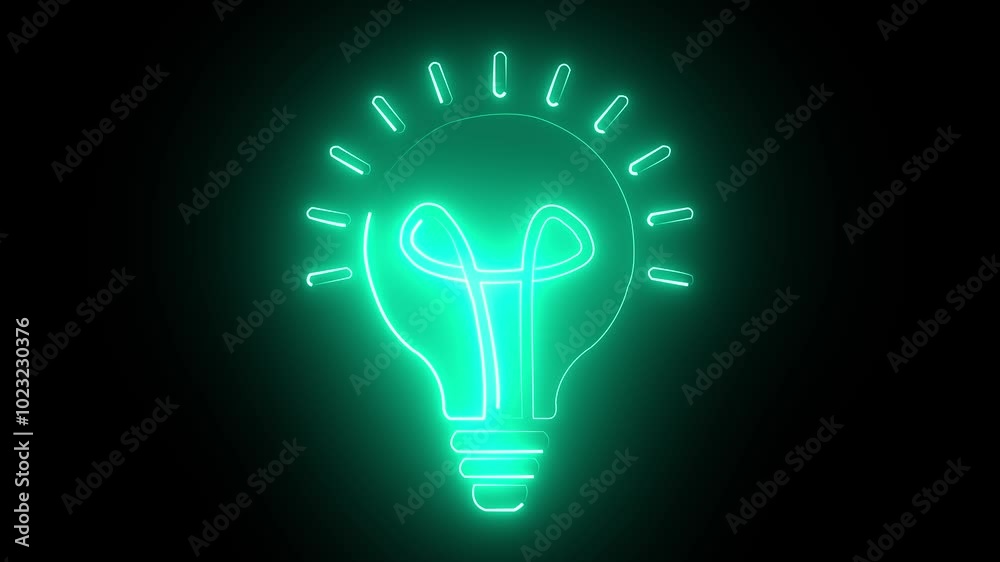cyan color light bulb Electricity icon isolated on black background. motion graphic animation. cyan color light bulb Electricity icon isolated on black background. motion graphic animation.