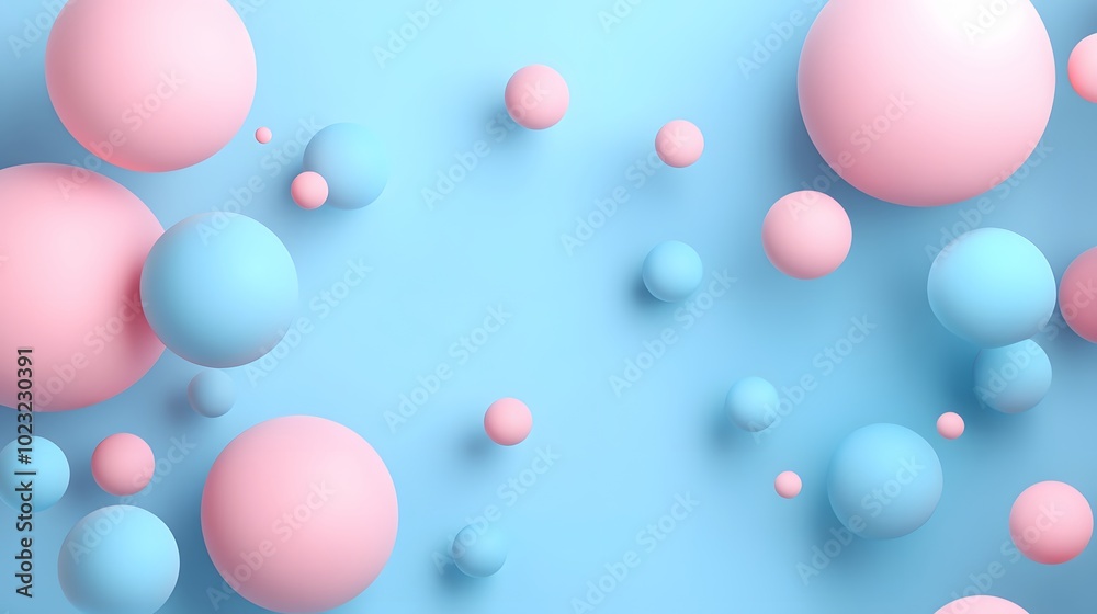 Geometric composition featuring pastel blue and pink backgrounds with floating spheres of various sizes in a minimalist design, showcasing a clean aesthetic through soft shadows and abstract concepts. Geometric composition featuring pastel blue and pink backgrounds with floating spheres of various sizes in a minimalist design, showcasing a clean aesthetic through soft shadows and abstract concepts.