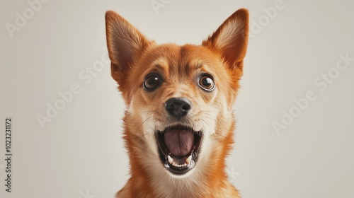 surprised dog on isolated white background Generative AI