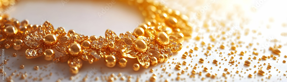 Luxury Vector of Gold Necklace with Dhanteras Text, Isolated on White Background � Camera Zoom into Elegant Jewelry with Glossy Textures, Perfect for Prosperity Themes in Stock Photography Luxury Vector of Gold Necklace with Dhanteras Text, Isolated on White Background � Camera Zoom into Elegant Jewelry with Glossy Textures, Perfect for Prosperity Themes in Stock Photography