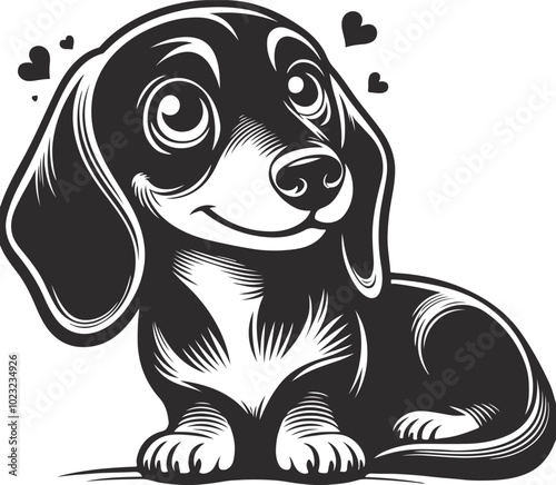 Dachshund Dog different poses Silhouette Vector Design