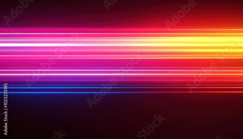 Abstract background with vibrant horizontal lines of light in blue  purple  pink  yellow and red.