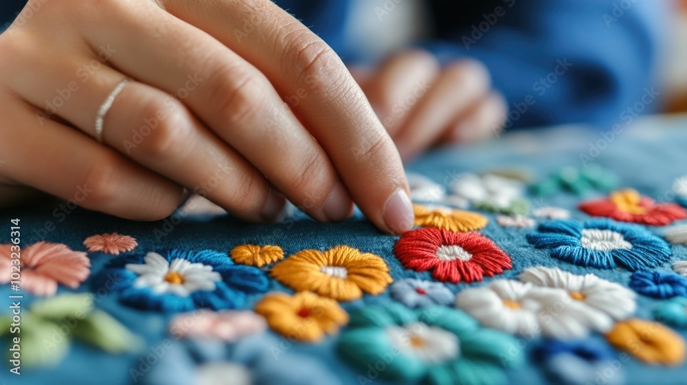 Close up image showcasing the intricate and vibrant custom embroidery patches being created by a fashion DIYer highlighting the personalization and craftsmanship involved in this creative textile art Close up image showcasing the intricate and vibrant custom embroidery patches being created by a fashion DIYer highlighting the personalization and craftsmanship involved in this creative textile art