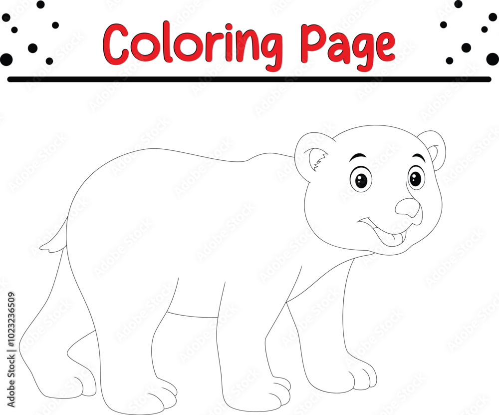 Obraz premium Cute Bear coloring book for kids. Outlined happy teddy bear coloring page