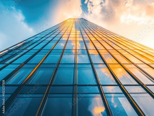 Modern High-Rise Building with Glass Windows