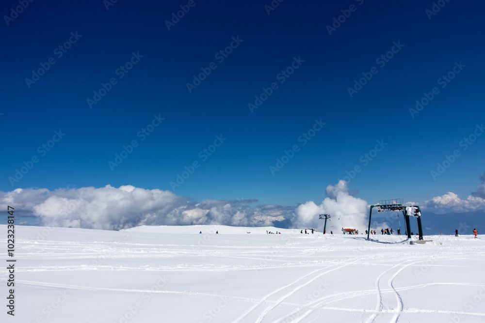 Breathtaking scenery on the snowy slopes of Kaimaktsalan ski center, Edessa, Greece Breathtaking scenery on the snowy slopes of Kaimaktsalan ski center, Edessa, Greece