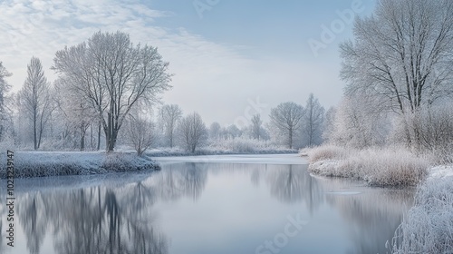 Cozy winter vibes with snow-covered landscapes, soft lighting, and serene atmospheres, evoking the peaceful and magical essence of the cold season. Ideal for showcasing the beauty of wintertime 