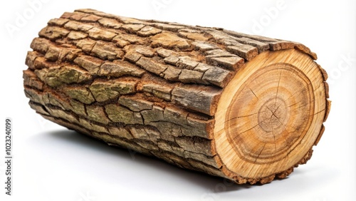 A Close-up of a Rough-Barked Tree Trunk with a Visible Cross-Section Revealing its Inner Growth Rings