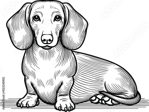 Line Art Dachshund Dog continuous line drawing vector illustration