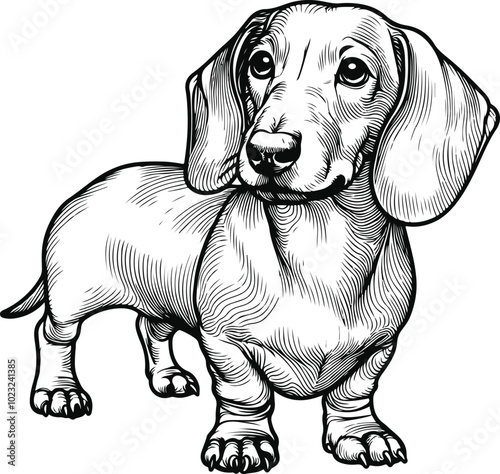 Line Art Dachshund Dog continuous line drawing vector illustration