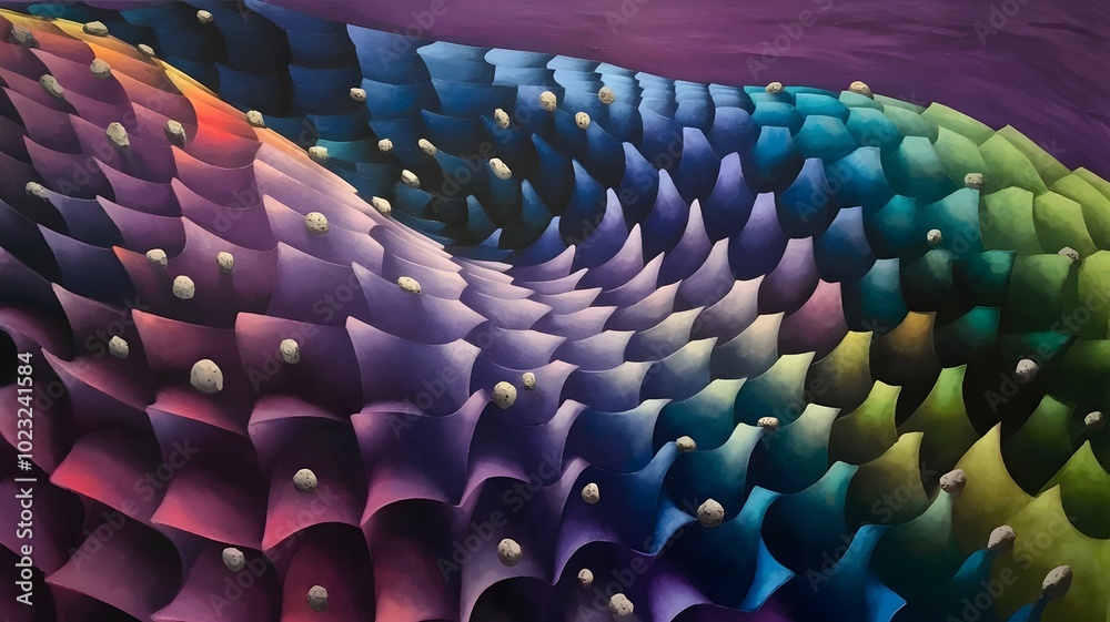 Obraz premium Abstract painting with gradient of purple, blue, and green