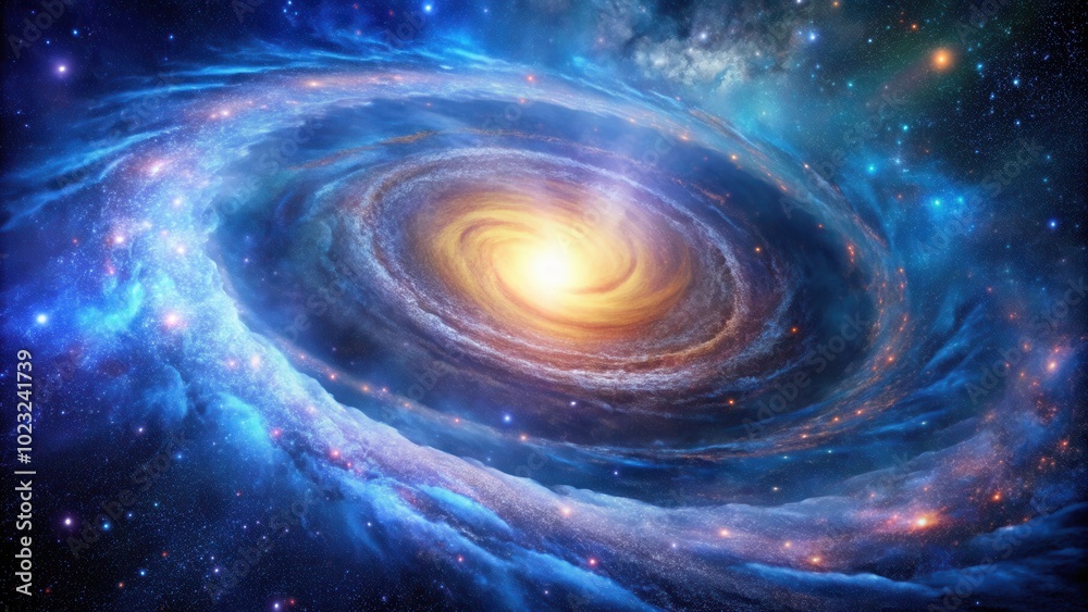 Cosmic Whirlpool with Bright Star in Deep Space, Astronomy Background Cosmic Whirlpool with Bright Star in Deep Space, Astronomy Background