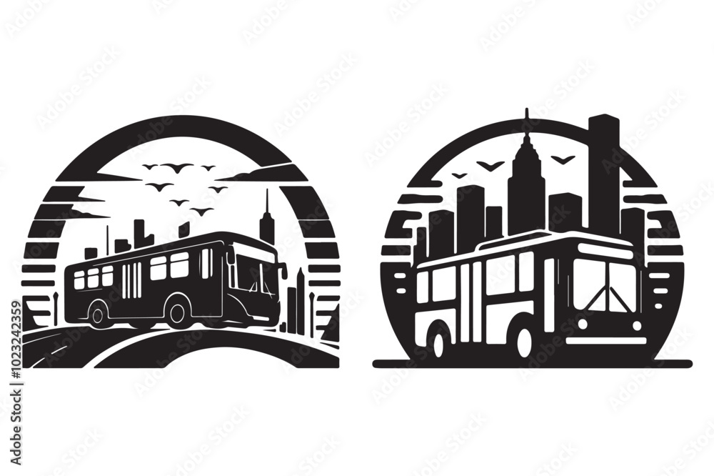 Naklejka premium Public bus silhouette vector