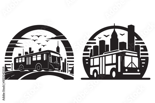 Public bus silhouette vector