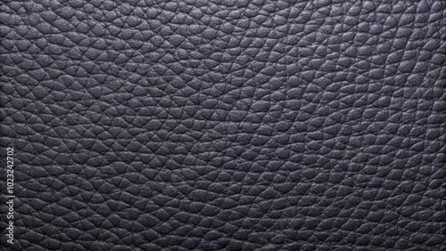 Close-up of luxurious horizontal black leather texture, showcasing its rich, smooth surface for patterns and backgrounds.