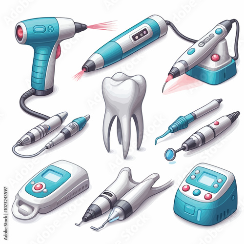 Dental Laser set vector illustration