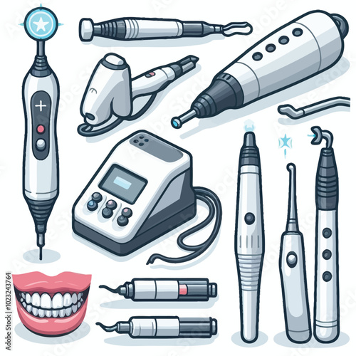 Dental Laser set vector illustration