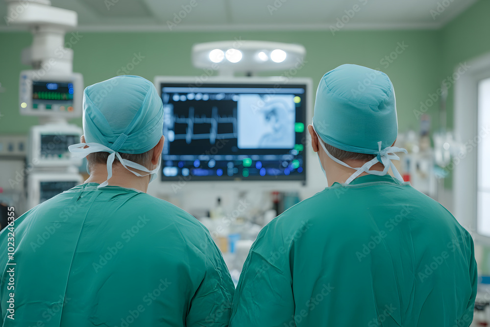 Operating Room with Two Doctors in Green Surgical Scrubs – Teamwork in a Medical Procedure Operating Room with Two Doctors in Green Surgical Scrubs – Teamwork in a Medical Procedure