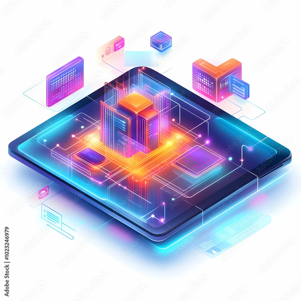 Tablet with Holographic Home Office Icon and Calendar Icon Concept Isolated on White Background for Home Office Scheduling and Time Management - Photo Stock Tablet with Holographic Home Office Icon and Calendar Icon Concept Isolated on White Background for Home Office Scheduling and Time Management - Photo Stock
