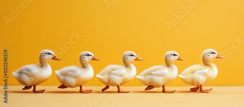 Cute Ducklings in a Row
